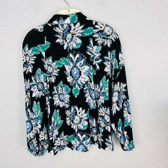 Free People Good Vibrations Button Down Blue Floral Blouse - XS - Picture 7 of 9